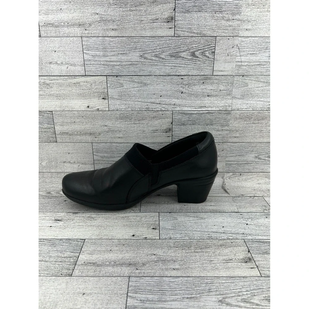 Clarks Collection Ultimate‎ Comfort Black Leather Slip On Loafers Women Sz 6.5M